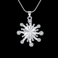 Sterling Silver Plated Necklace  Women's Pendant Flower Drop Lobster Clasp B373