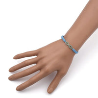 Adjustable Nylon Cord Braided Bead Bracelet Resin Round Infinity Blue Z148