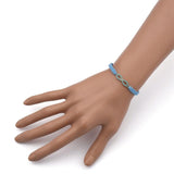 Adjustable Nylon Cord Braided Bead Bracelet Resin Round Infinity Blue Z148