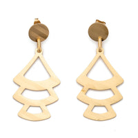 Stainless Steel Dangle Stud Earrings Laser Cut Tree Gold 63mm 0.8mm Z333