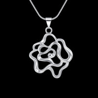 Sterling Silver Plated Necklace Pendant Flower 18" 1MM Lobster Clasp B372