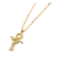 Zirconia Pendants Necklace Stainless Steel Lobster Snake Cross Gold 23.5" Z538