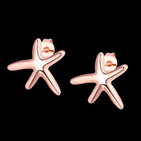Rose Gold Plated Earrings Star Fish Stud AAA Zirconia  Push Back Clasp L455