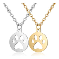 304 Stainless Steel Pendant Necklace Round Dog's Paw Silver Color 16" 1mm A409