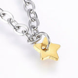 Stainless Steel Charm Bracelet Lobster Star Gold Silver Color 7.8" 2.5mm  A71