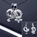 Unisex Stainless Steel Pendant Necklace Silver Couples Stone Zirconia Love L82