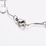 Stainless Steel Heart Charm Bracelet Bar Bracelet Lobster Silver 7.6" Z86