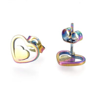 Stainless Steel Stud Earrings Earring Backs Heart Heart 7.5x10mm A169