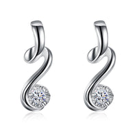 Sterling Silver Plated  Earrings Stud AAA Zirconia Push Back .24" L418