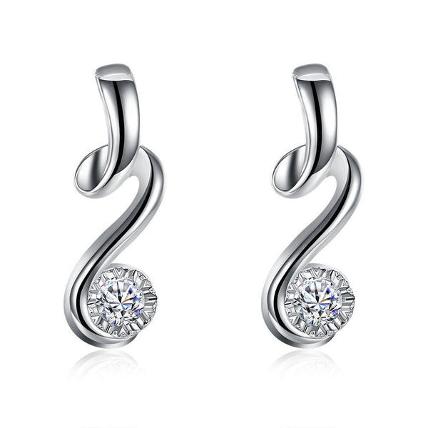 Sterling Silver Plated  Earrings Stud AAA Zirconia Push Back .24" L418