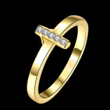 Gold Plated Fashion Ring AAA Zirconia Cross For Women B167