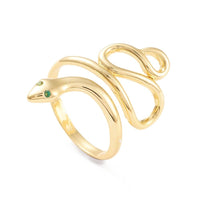 Cuff Rings Open Rings Wide Band Rings Snake Green Gold Adjustable Inner Z723