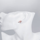 Rose Gold Plated Earrings Star Fish Stud AAA Zirconia  Push Back Clasp L455