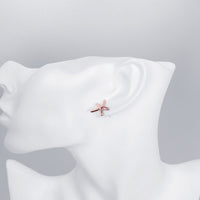 Rose Gold Plated Earrings Star Fish Stud AAA Zirconia  Push Back Clasp L455