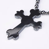 Hematite Non-Magnetic Necklace  Unisex Bead Black Cross Magnetic Clasp X58