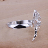 Sterling Silver Plated Butterfly Dragonfly Ring Size 8 B5