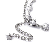 304 Stainless Steel Multi-Strand Anklet Bracelet Lobster Heart Silver 9.2" Z9