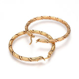 304 Stainless Steel Hoop Earrings Ring Twisted Gold 46x44x3.5mm Pin 1mm  P566