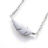Stainless Steel Pendant Necklaces Lobster Feather Silver 16.5'' 42cm Z570