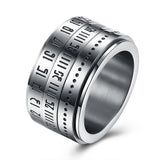 Stainless Steel Band Fashion Wedding Ring Black Men's Unisex Numbers B473