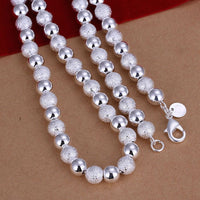 Sterling Silver Plated Necklace Beads Balls 20 Inches 8MM Lobster Clasp B19