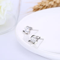 Sterling Silver Earrings  Stud AAA Zirconia  Push Back Clasp L734