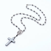 Non-magnetic Hematite Pendant Necklace Rosary Cross Virgin 20" Z505