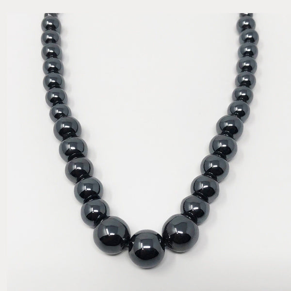 Hematite Non-Magnetic Necklace Unisex Bead Black Magnetic Clasp X73