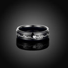 Stainless Steel Band Wedding Ring Black Men's Unisex Heart Rate B428