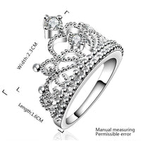 Sterling Silver Plated Fashion Ring AAA Zirconia Women Crown B376