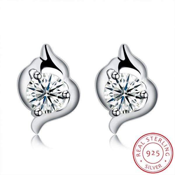 Sterling Silver Earrings  Stud AAA Zirconia  Push Back Clasp L730