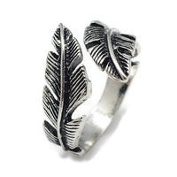 Alloy Cuff Finger Ring Leaf Antique Silver Size 10 Adjustable 20mm P417