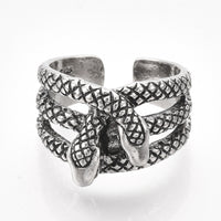 Alloy Cuff Ring Wide B Ring Snake Antique Silver Size 8 Adjustable 18.5mm P454