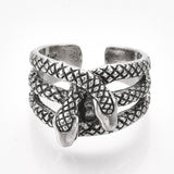 Alloy Cuff Ring Wide B Ring Snake Antique Silver Size 8 Adjustable 18.5mm P454