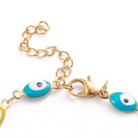 Stainless Steel Bracelet Enamel Lobster Evil Eye Gold 8-1/8 inches(20.5cm) Z234