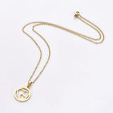 Stainless Steel Set Earring Pendant Necklace Double Heart Gold 18" P787