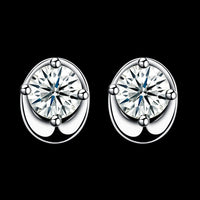 Sterling Silver Plated  Earrings  Stud AAA Zirconia  Push Back Clasp L815