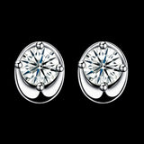 Sterling Silver Plated  Earrings  Stud AAA Zirconia  Push Back Clasp L815