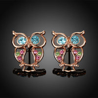 Rose Gold Plated Multicolor Earrings Stud Czech AAA Zirconia Push Back L186