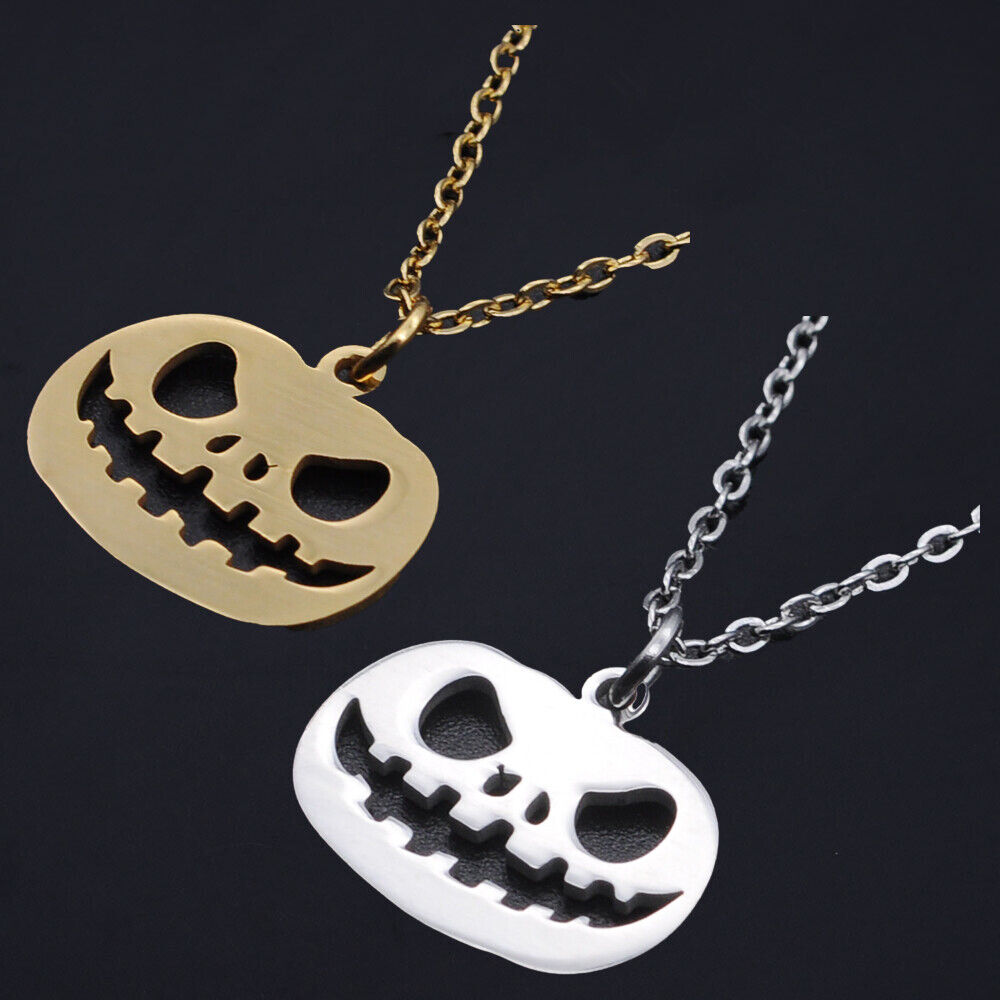 Halloween Stainless Steel Pendant Necklace Lobster Pumpkin Gold Silver 16" Z601