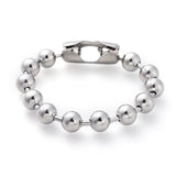 Stainless Steel Ball Chain Beads Bracelet Silver Color 8.4" 10mm P274