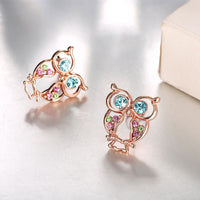 Rose Gold Plated Multicolor Earrings Stud Czech AAA Zirconia Push Back L186