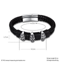 Stainless Steel Leather Bracelet 8.5 Inches 12MM Slide L377