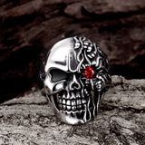 Stainless Steel Gothic Biker Tribal Ring Black Red Men's Unisex Skull Eye B222