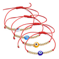 Adjustable Nylon Cord Braided Bead Bracelet Handmade Evil Eye Yellow  Z135