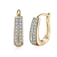 Yellow Gold Plated Earrings  Hoop Huggies AAA Zirconia  Latch Back Clasp L563