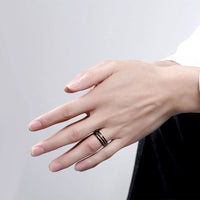 Stainless Steel Band Fashion Ring Gold Men's Unisex Double Cable B458