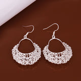 Sterling Silver Dangle Chandelier Hoop Pierced Earrings L158