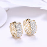 Yellow Gold Plated Earrings  Hoop Huggies AAA Zirconia Latch Back Clasp L571