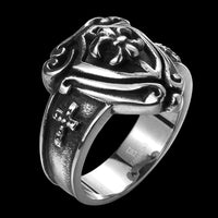 Stainless Steel  Biker Tribal Ring Black Men's Unisex Cross Fleur De Lis B197